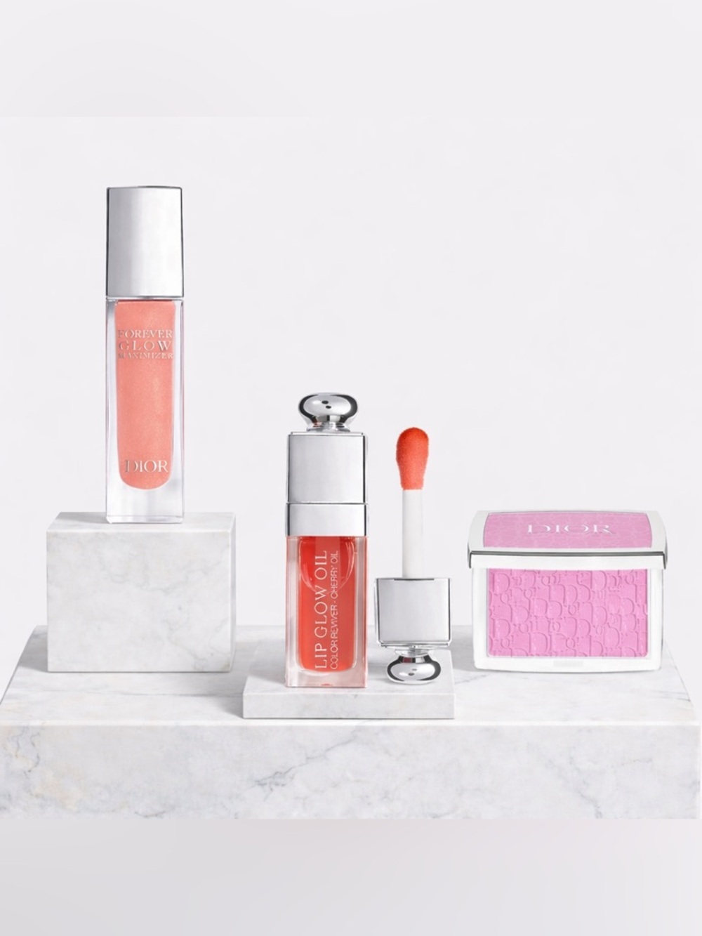 Dior Lip Glow Oil + Glow Maximizer + Rosy Glow Blush Pink Lilac Set NWOB
